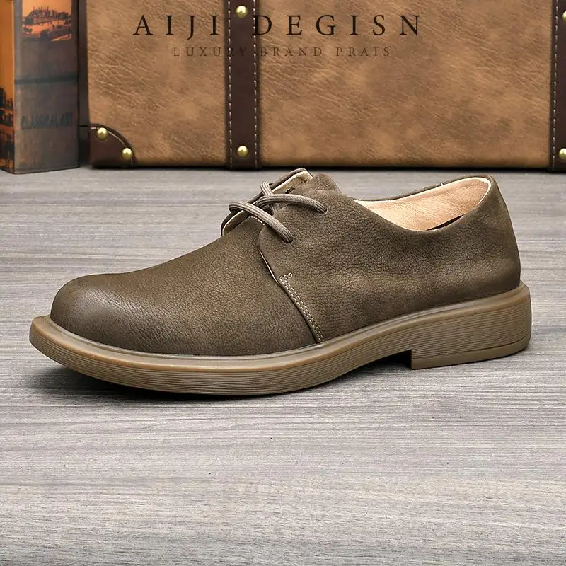 

Мужская обувь из натуральной кожи в стиле ретро, повседневная обувь из воловьей кожи, дышащие сандалии с открытыми отверстиями, рабочая обувь