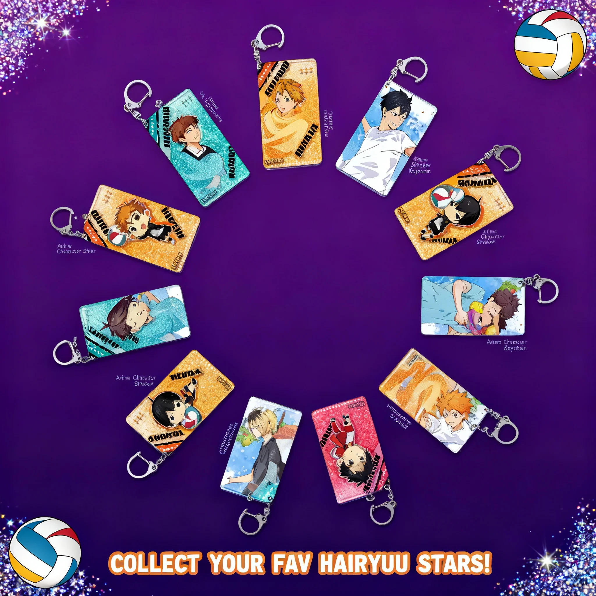 

Volleyball Haikyuu Keychain Sand Flow Pendant Hinata Shoyo Kageyama Tobio Anime Merchandise School Gifts Accessories for Fans
