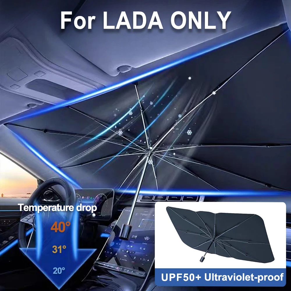 For LADA Vesta Granta XRay Kalina Priora Foldable Sunshade Umbrella Front Windshield UV Block Heat Insulation Accessories