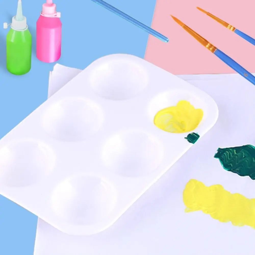 

10PCS DIY Craft white Painting Tray Rectangular 6 Round Wells Watercolor Palette Plastic Art Paint Tray Palette
