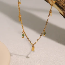 WILD & FREE Exquisite Stainless Steel Necklace for Women Glass Crystal Charms Elegant Jewelry 18K Gold Plated Waterproof