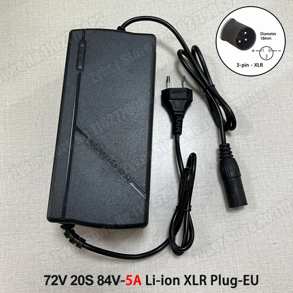 60V 72V 5A Lithium-Batterie-Ladegerät 67,2V 84V 5A Lithium-Akku 16S 20S 5A Intelligente intelligente Schnellladegeräte EU-Stecker