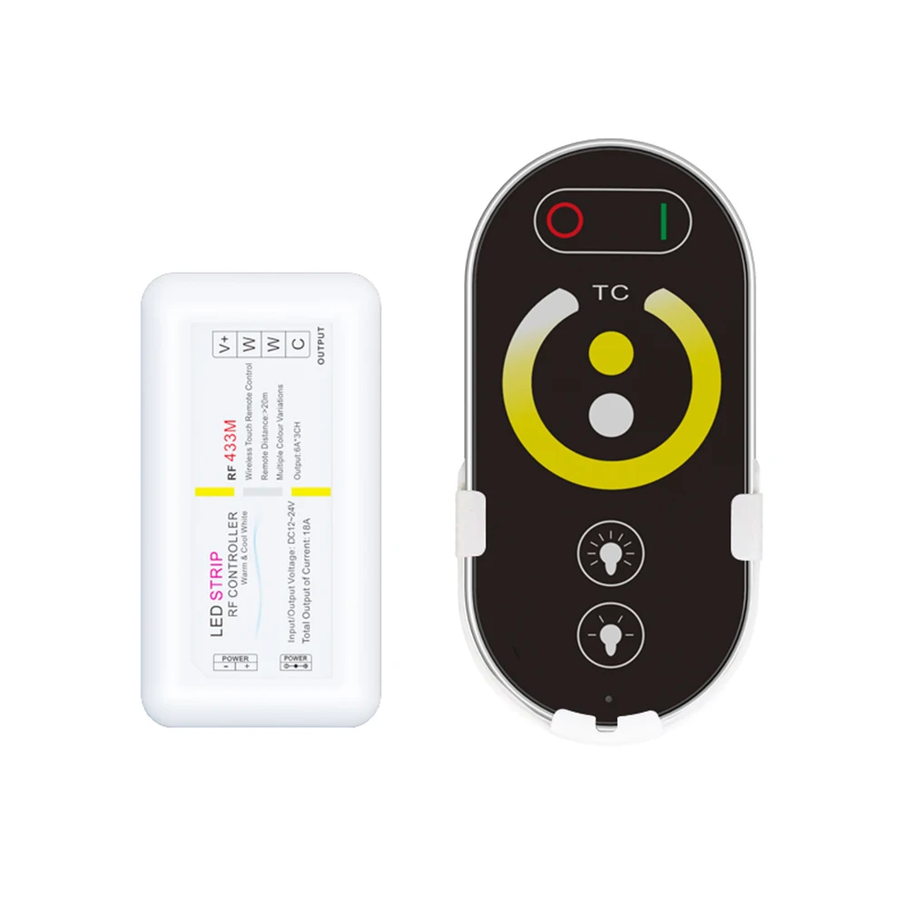 CCT-6-Key Touch Controller Set Dc12-24V 6A/Ch Touch controllo della luminosità CCT Color Smd Cob Led Strip telecomando Wireless Rf