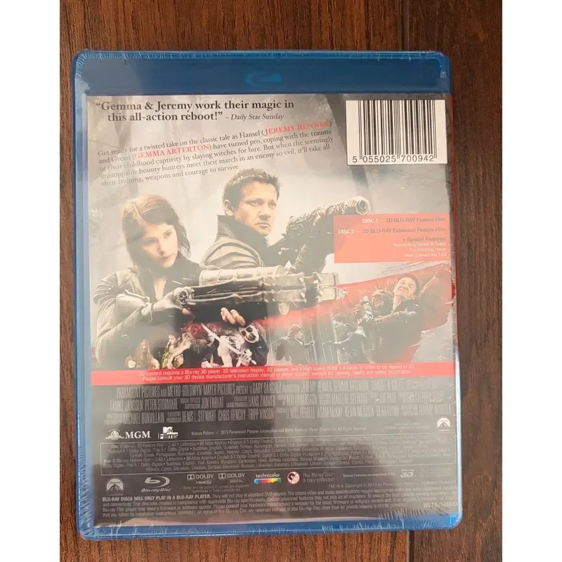 Hansel and Gretel Witch Hunters Movie Genuine Blu ray Brand New Unopened Hong Kong Version 2D plus 3D Double Disc