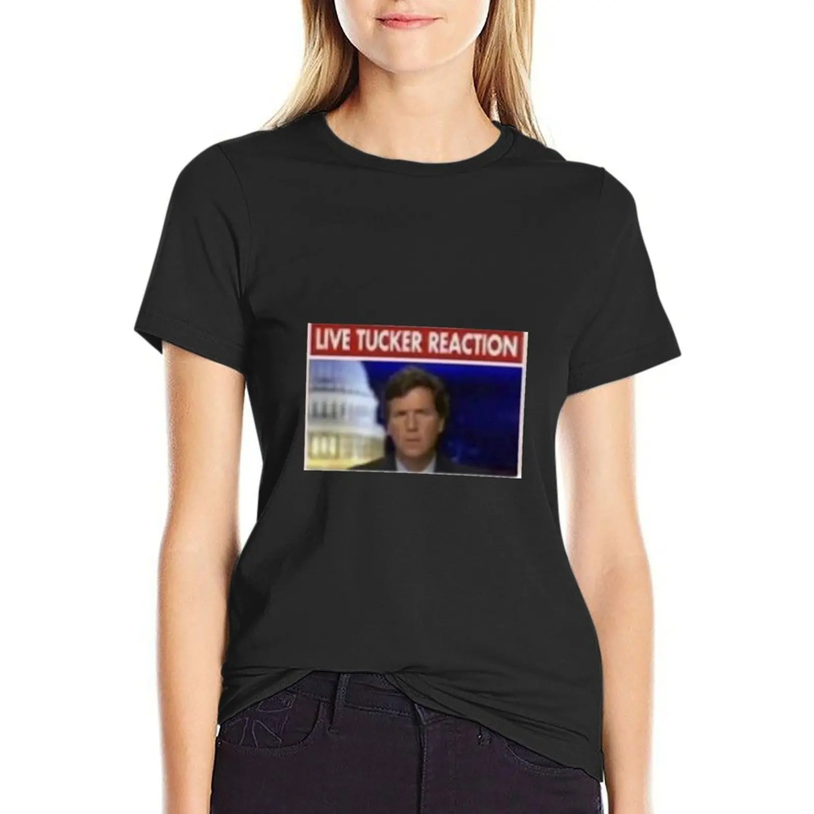 Tucker Carlson live Tucker reaction T-Shirt anime clothes lady clothes aesthetic clothes Woman clothing