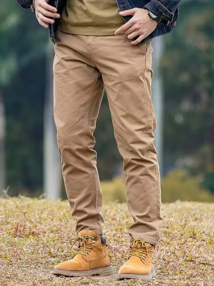 

Waed Cotton Casual Pants Men's Commute Pure Color Workwear Long Trousers Spring Autumn New Sle Simple Design Comfortable Fit