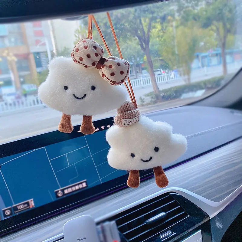 Cute Cartoon Cloud Car Pendant Interior Decoration Rear View Mirror Pendant Couple Bag Pendant Home Decoration Car Accessories