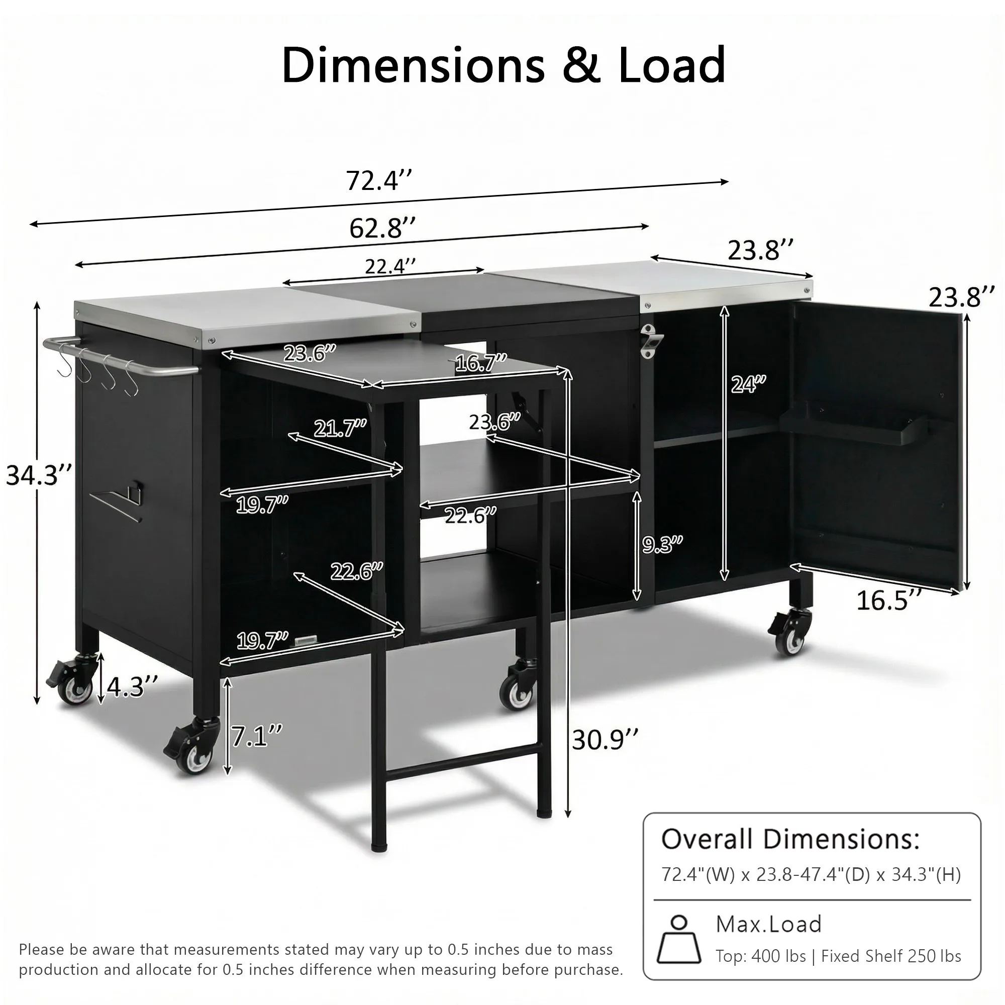 #Modern Waterproof Portable Metal Outdoor Grill Cart Fold-out Prep Table Adjustable Shelves Spice Rack Outdoor Kitchen