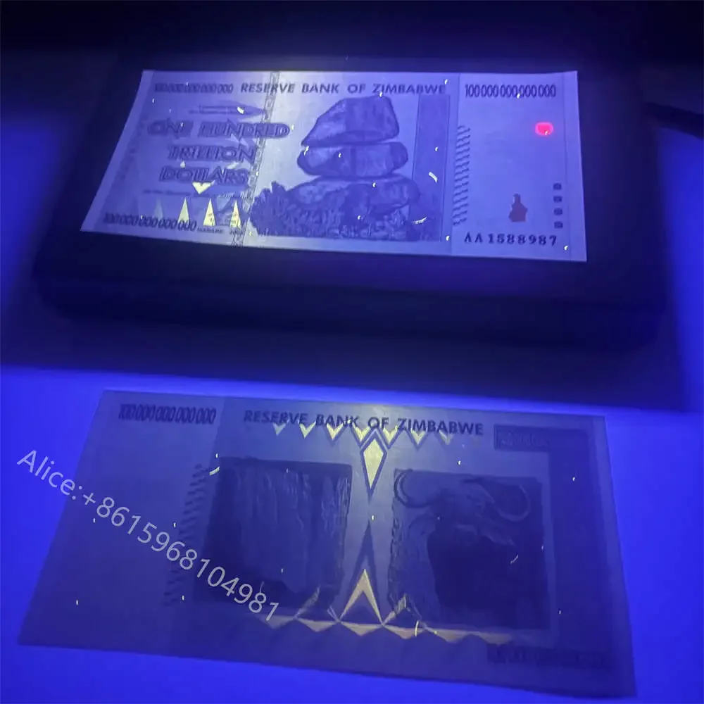 زيمبابوي 100 تريليون دولار الأوراق النقدية الزرقاء تشغيل الرقم التسلسلي زيمبابوي واحد هنتر تريليون ملاحظة لهدية الأعمال