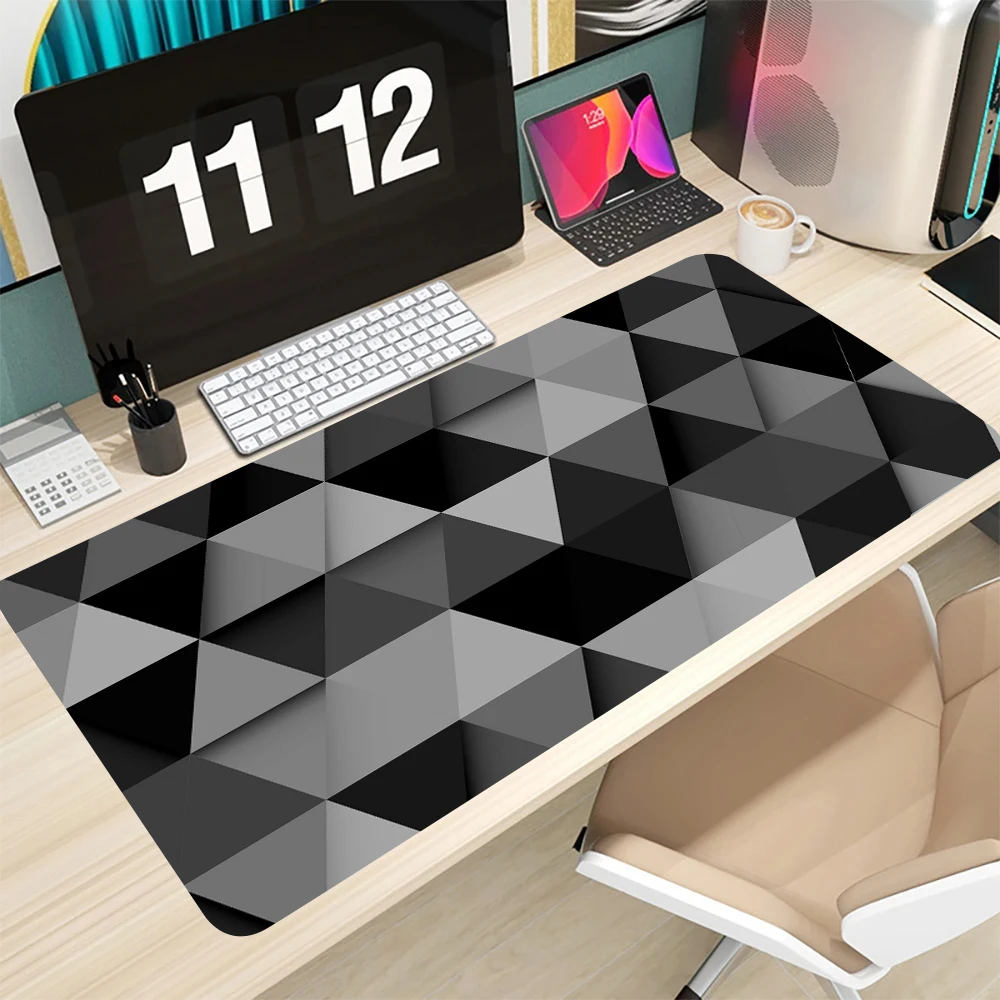 Black Polygon Mouse Pad Rug Deskpad Slipmat 90x40 Mat Computer Beat Protection Rubber MousePad HD Gaming Keyboard Long Desk Mat