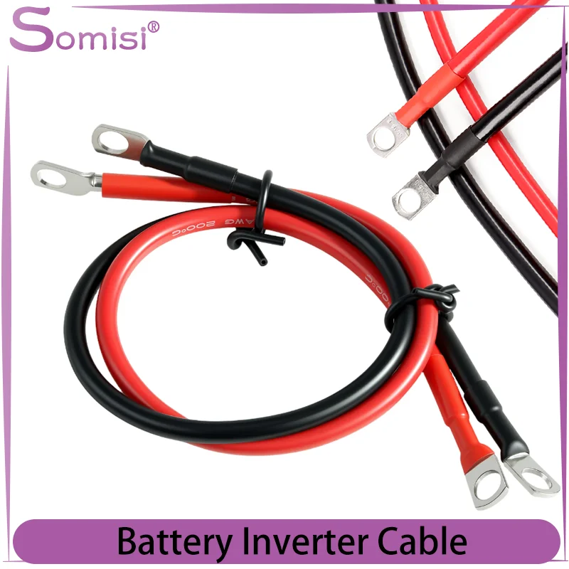 

Soft Car Battery Wire Silicone Cable 8AWG 6AWG 4AWG with SC Lug Red Black Electrical Wire Auto RV Solar Panel Inverter