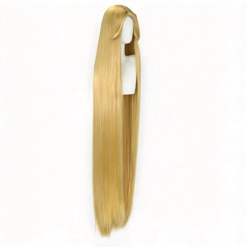 100cm Long Straight Blonde Wig Synthetic Heat Resistant Fiber Hair for Women Cosplay Anime Character Role Play Hairpiece Prop