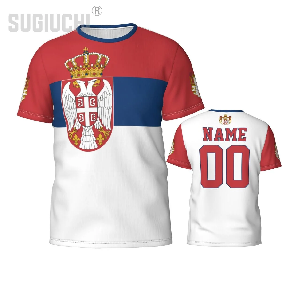 Пользовательское имя, номер, флаг Сербии, эмблема, 3D футболки для мужчин и женщин, футболки, командная одежда, футбольные фанаты, подарочная футболка