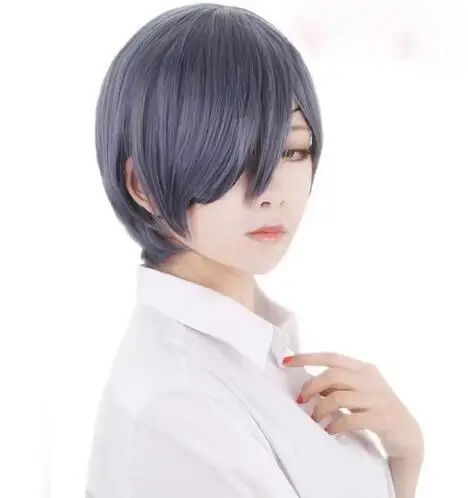 Anime Cosplay Wig Short Mixed Gray Blue Costume Synthetic Hair Cos Black Butler Ciel Phantomhive Wigs Peruca Pelucas