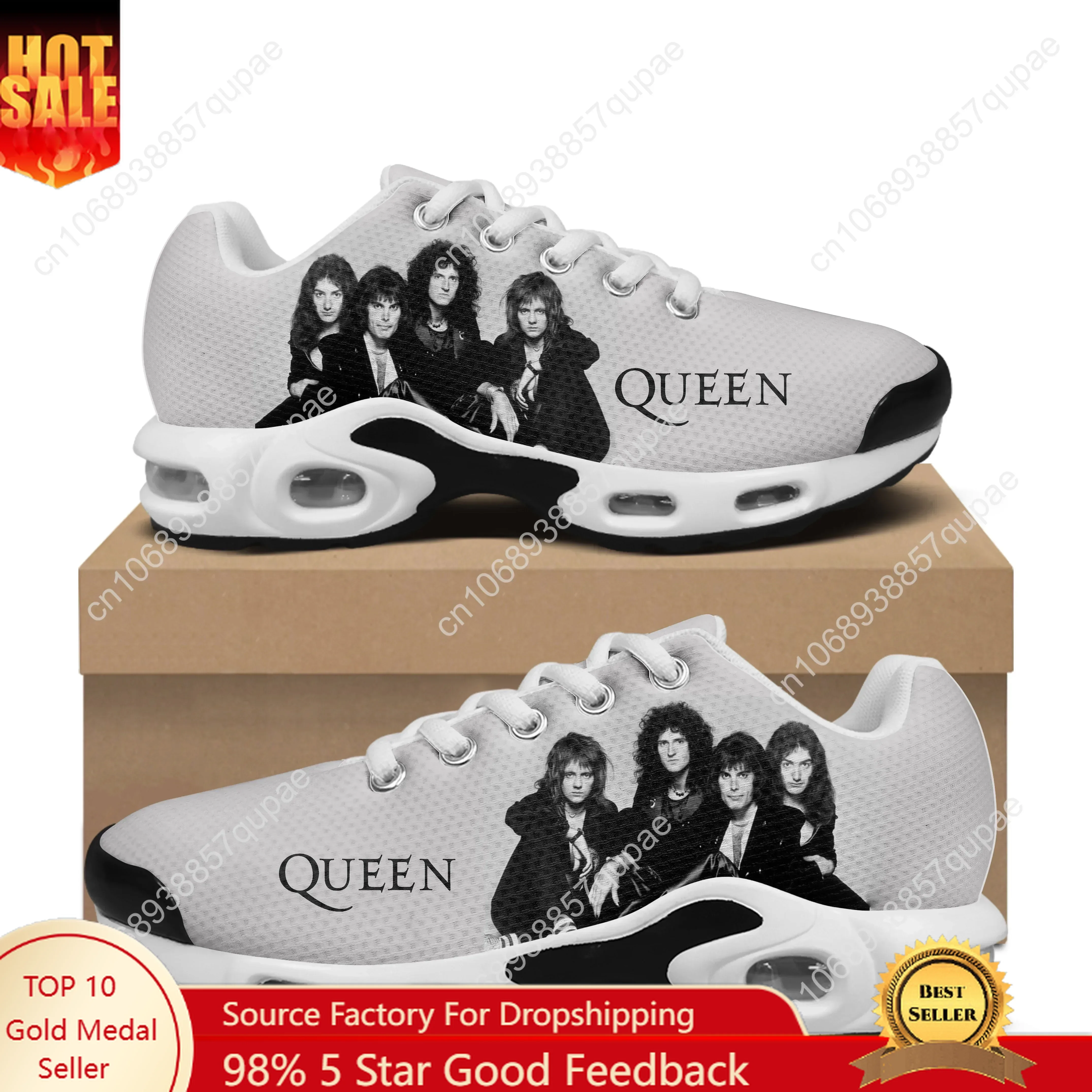 Queen Rock Band Air Cushion Sneakers Hot Fashion Music Mens Womens Lightweight Sports Shoe High Quality Custom Leisure Sneaker