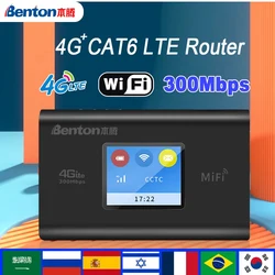 Benton CAT6 4G LTE Router Portable MiFi Router Pocket WiFi 300Mbps Mobile Hotspot Wireless Router for SIM Card Mini 4G Repeater