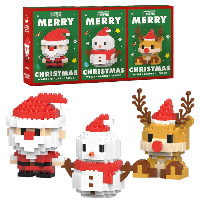 Weihnachten Geschenke Micro Baustein Serie Santa Claus Rentier Puzzle Montage Ziegel Tisch Dekoration Spielzeug Kinder Kinder – Detail 2