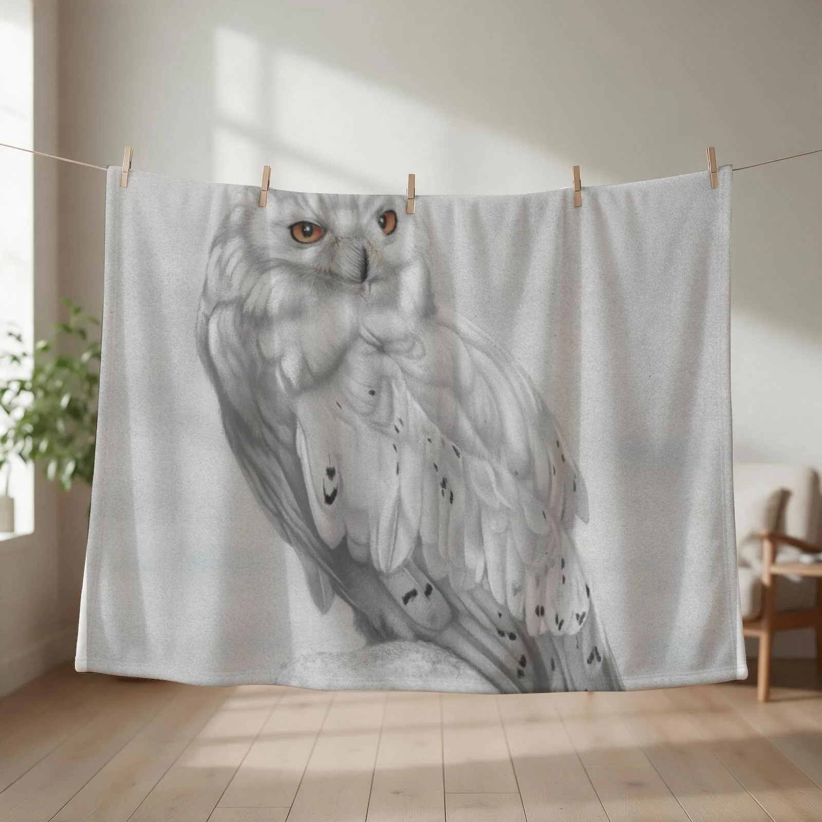 Snowy Owl Throw Blanket Sofa Quilt Retros Decorative Beds Decorative Sofas Blankets