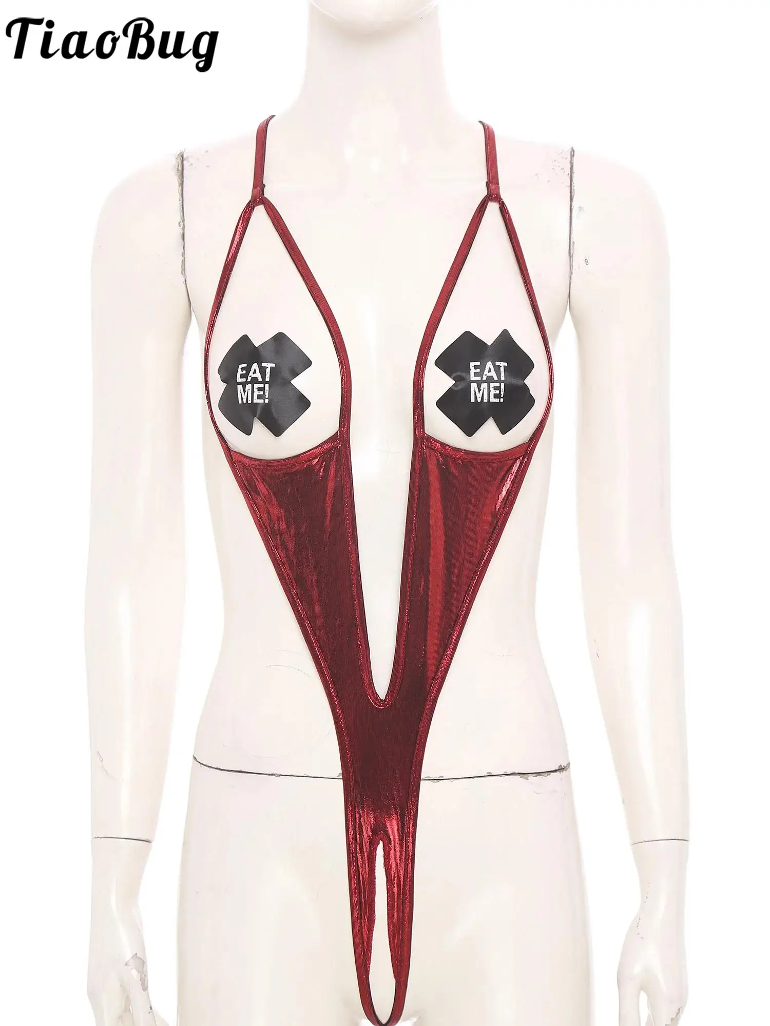 

Women Alluring Flirting Nightwear Lingerie Hollow Out Crotchless T-back Flaunting Bodysuit for Dating Night Honeymoon Teddies