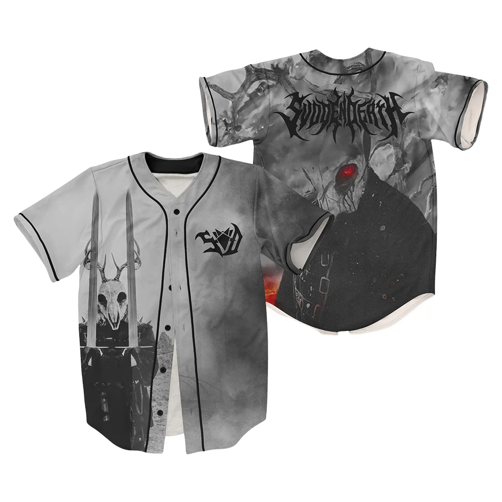 

Svdden Death Demon Rave Baseball Jersey 2026 Music Festival Short Sleeve Button-Down Shirts Women Men Streetwear Tops