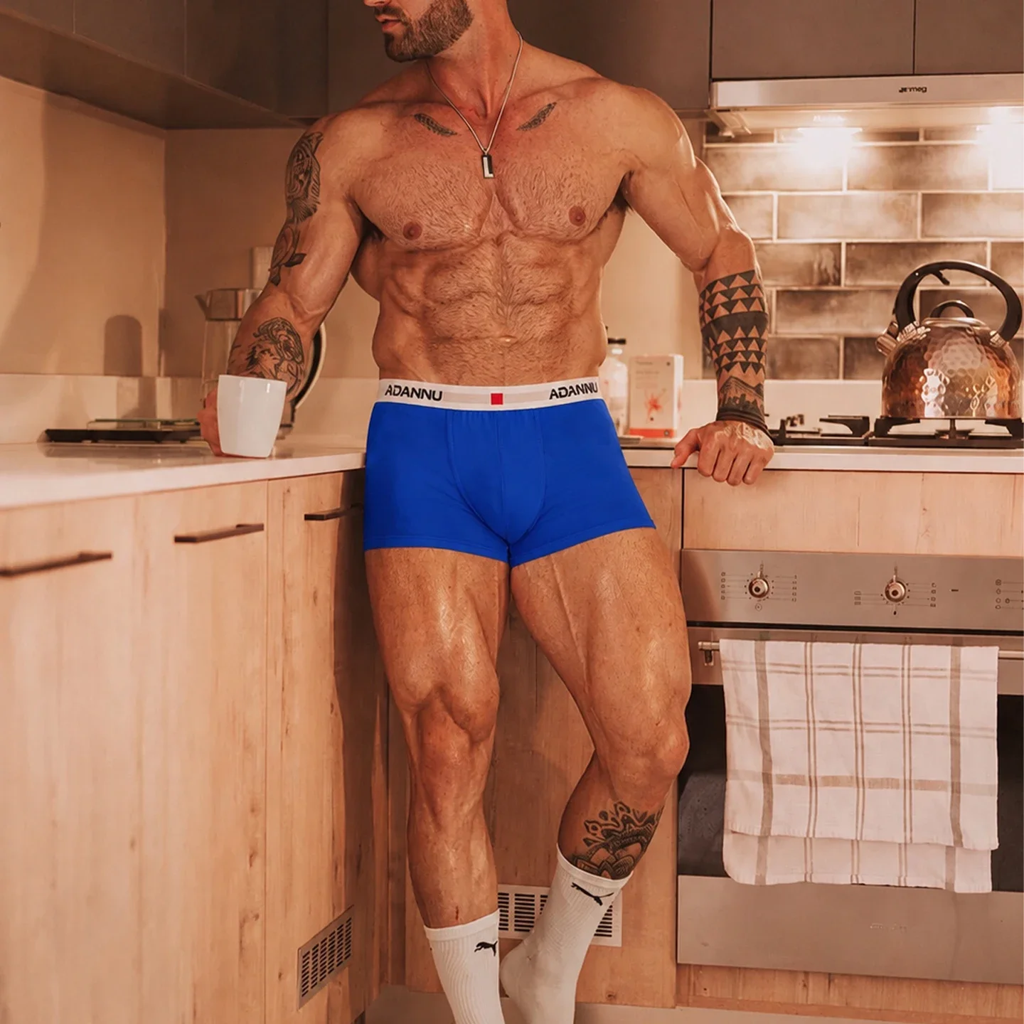 Men's Cotton Casual Boxer Underwear Thick Elastic Waistband U‑Pouch 3D Cutting Shaping Soft Breathable Stretch Male Briefs