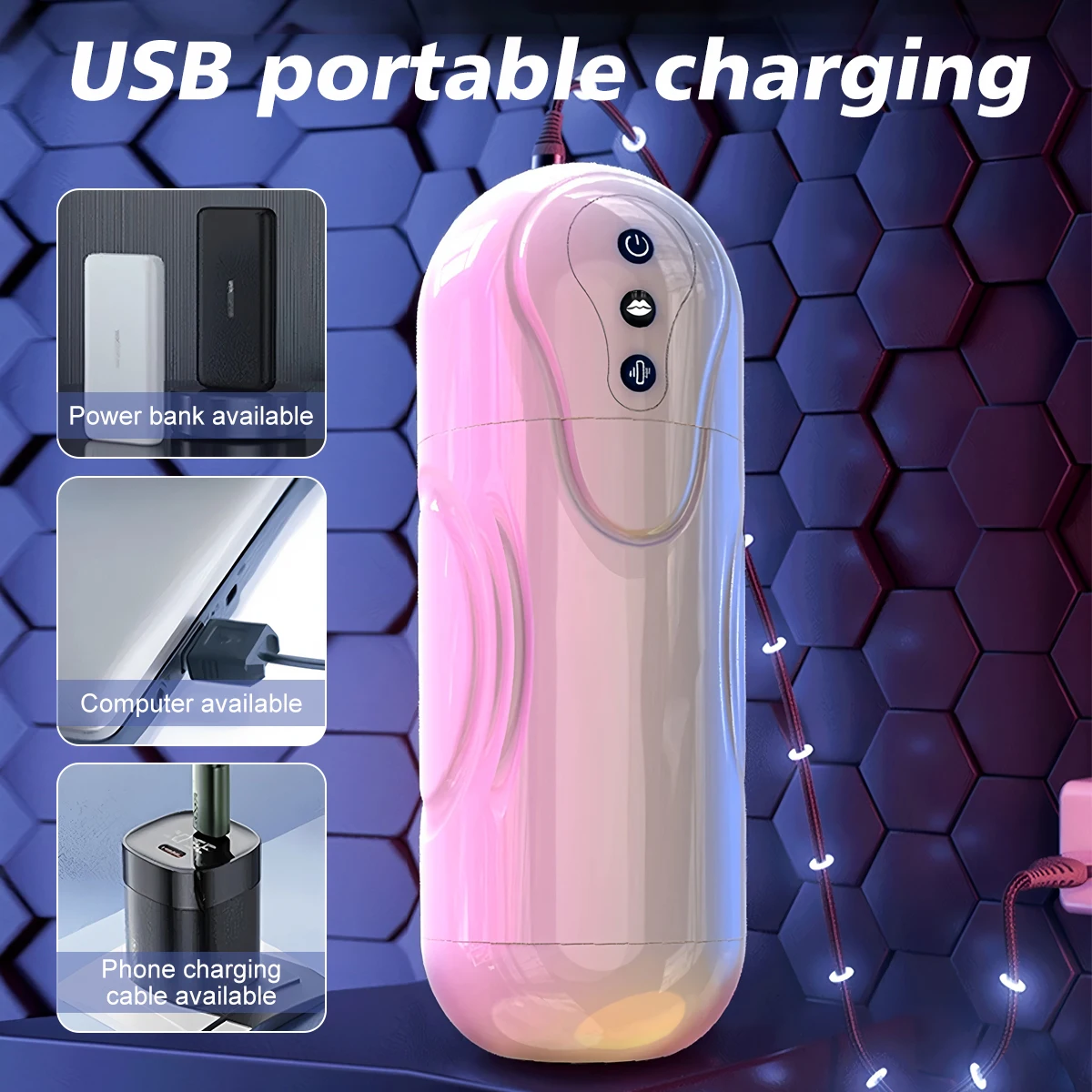 Suction-Style Male Masturbator 10 Suction Vibration Modes Realistic Flesh-Like Sensation Deep Throat Experience Penis Massage