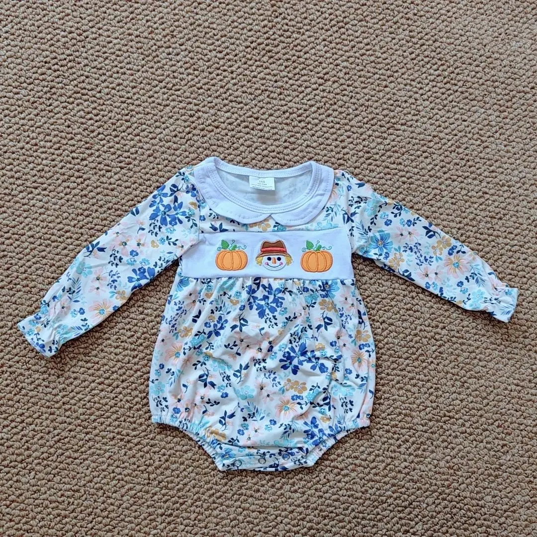 

9.16 Wholesale Autumn hot sale western boutique onesies Baby Girls Floral Ruffle Romper