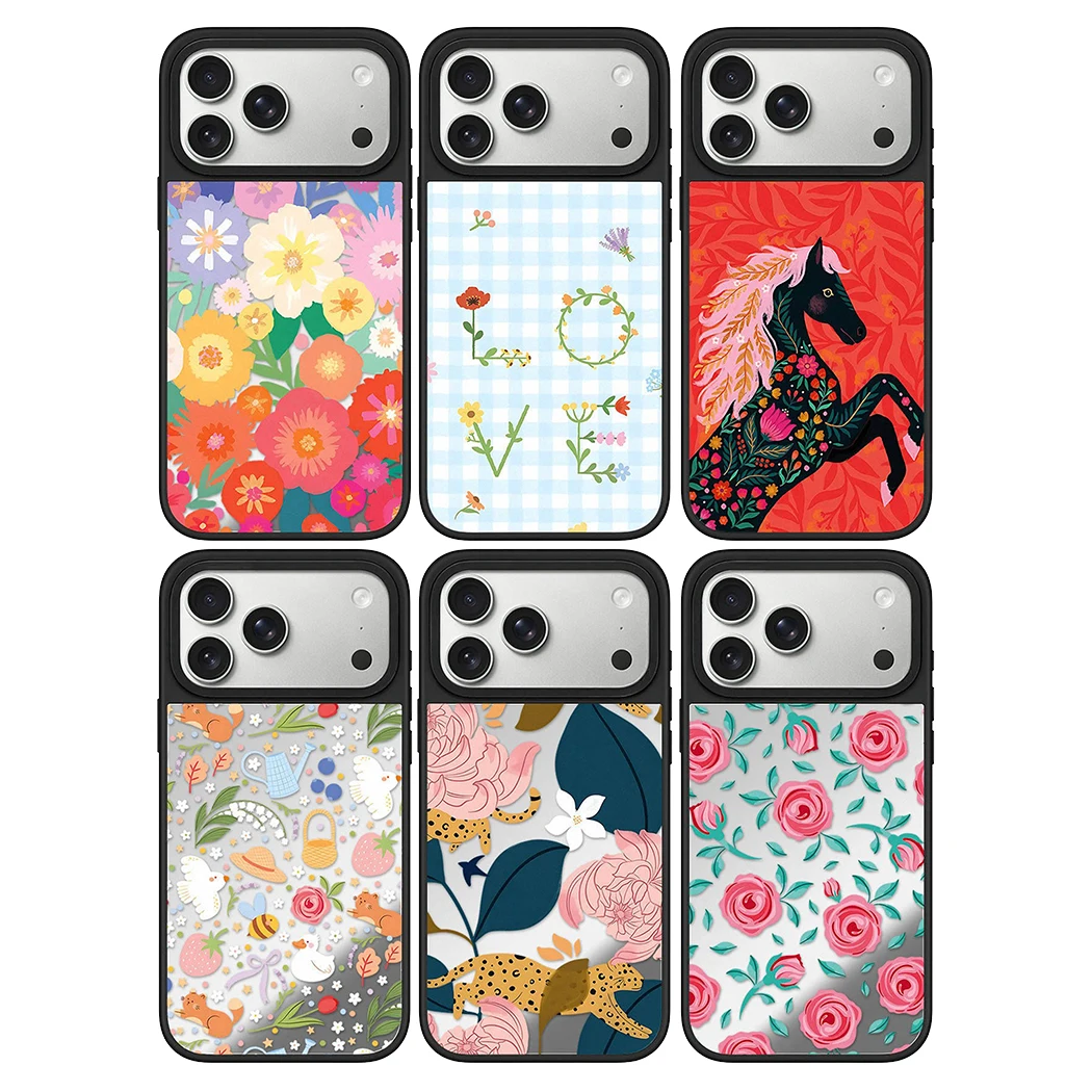 

Leopard Flower Horse Mirror Surface Magnetic Phone Case Cover for IPhone 12 13 14 15 16 17 Pro Max Case for IPhone 17 Air
