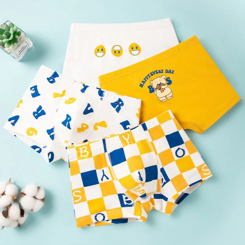 4/8 قطع الأولاد القطن الملاكم ملخصات شاحنة سيارة الرسم طباعة الاطفال سراويل بوكسر تنفس مريحة قابل للغسل ملابس داخلية للأطفال