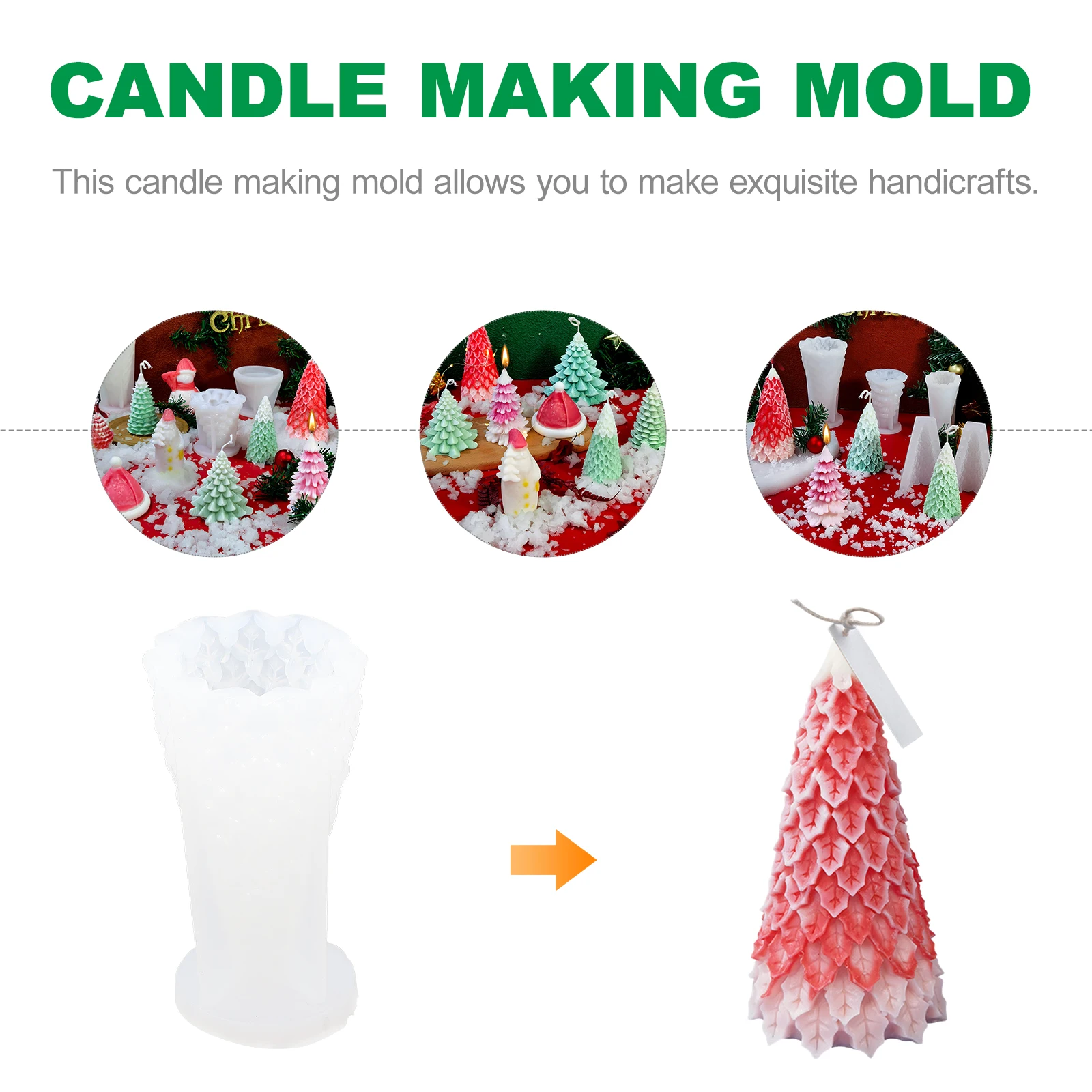 

1pc Christmas Handmade DIY Craft Wax Resin White Diy Scented Mould Epoxy Xmas Tree Casting Mold ScentedReusable