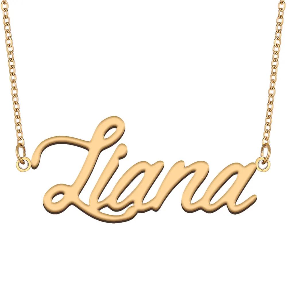 

Liana Name Necklace for Women Stainless Steel Jewelry Gold Color Nameplate Pendant Collares Para Mujer Letters Choker