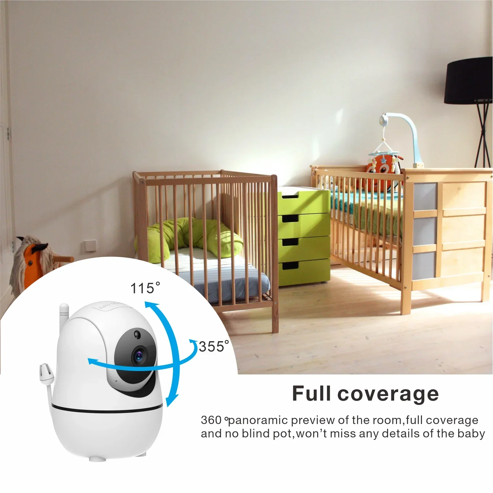 Baby Monitor SM50 Night Vision Sound Alarm Room Temperature Sensor 8 Lullabies 2 Way Audio Alarm Clock 5 Inch Video Baby Monitor