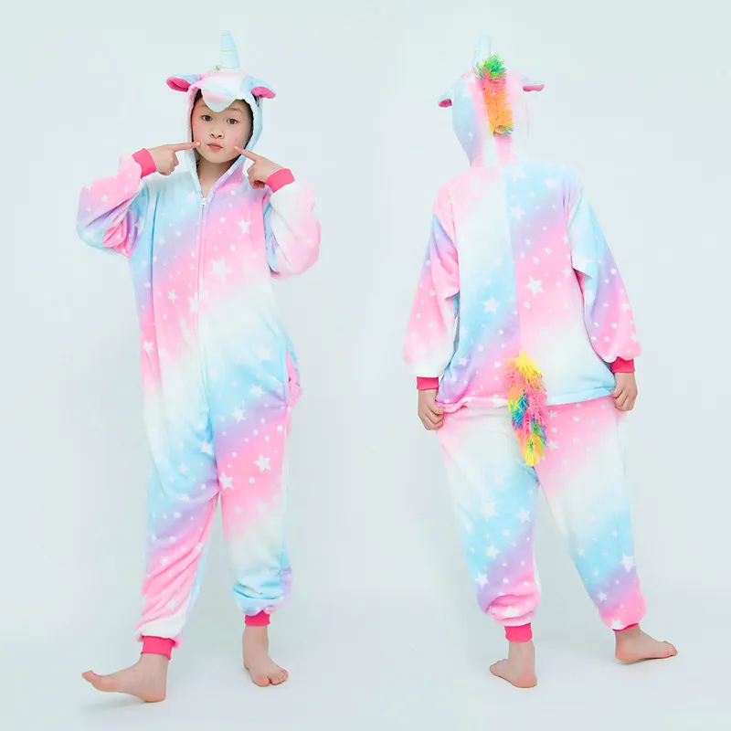Kigurumi Kids Cute Unicorn Animal Cartoon Onesies Children Sleepwear Girls Boys Pajamas Costumes For Christmas Halloween Party