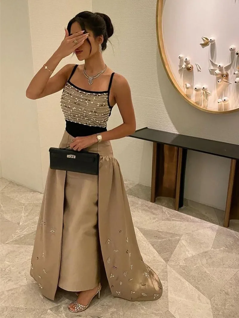 

Prom Dress فستان سهرة نسائي Boat Neck Sleeveless 2024 Women Satin Formal Occasion Evening Gown Islamic فساتين مناسبة حسب الطلب