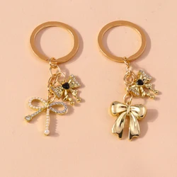 Chic Crystal Bow Bowknot Keychain Women Girls Key Ring Pendants for Car Key Holder Handbag Accessories DIY Jewelry Gifts