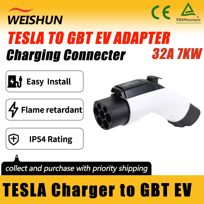 

Tesla to GBT EV Adapter Electric Vehicle Charger Connecter for 16A/32A Tesla Charger to GBT Electric Car Adapter