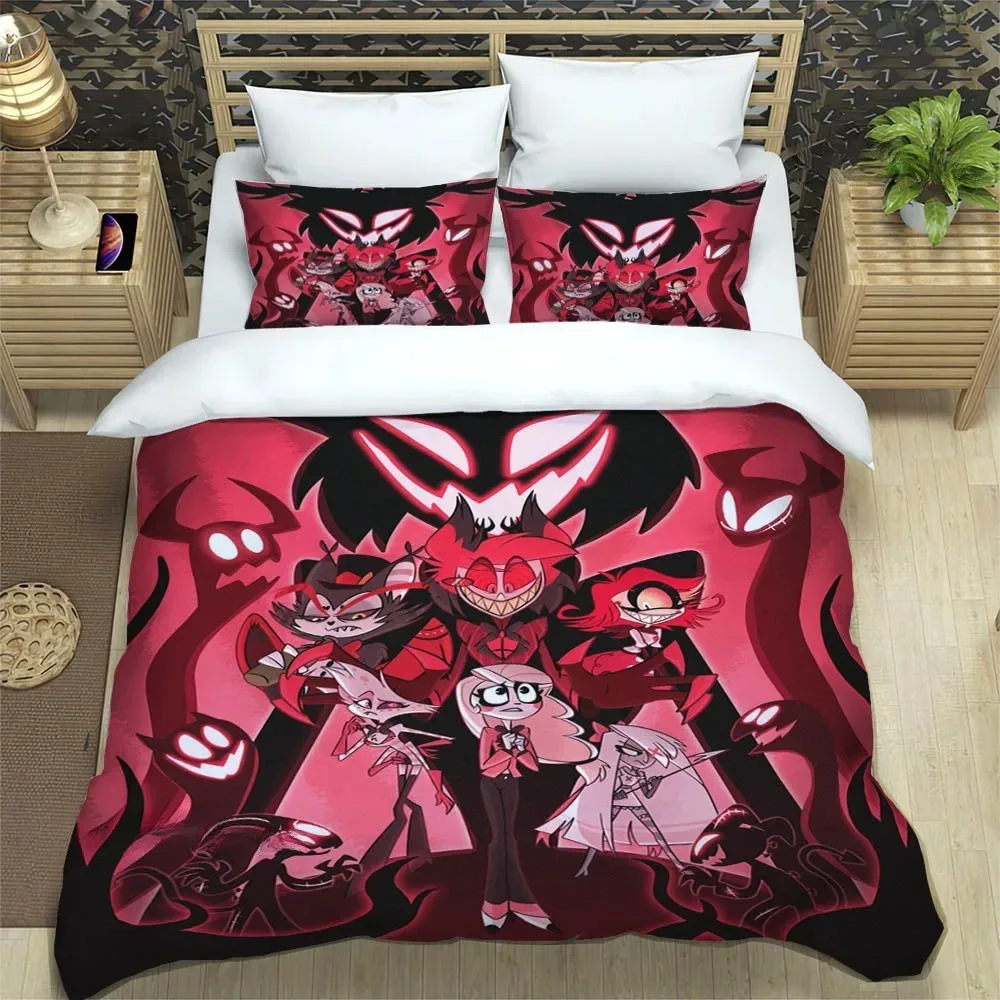 Anime Helluva Boss 3D Bedding Set Cartoon Striker Bedding 2/3pcs Sets Duvet Cover Bedroom Bedclothes Pillowcases