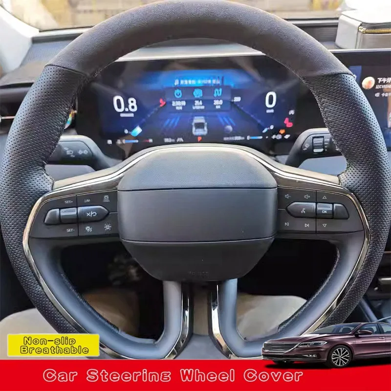 

Customized Hand Sewing Anti-slip Suede Leather Car Steering Wheel Cover For Ford Edge Edge L 2023-2025 Car Accessories