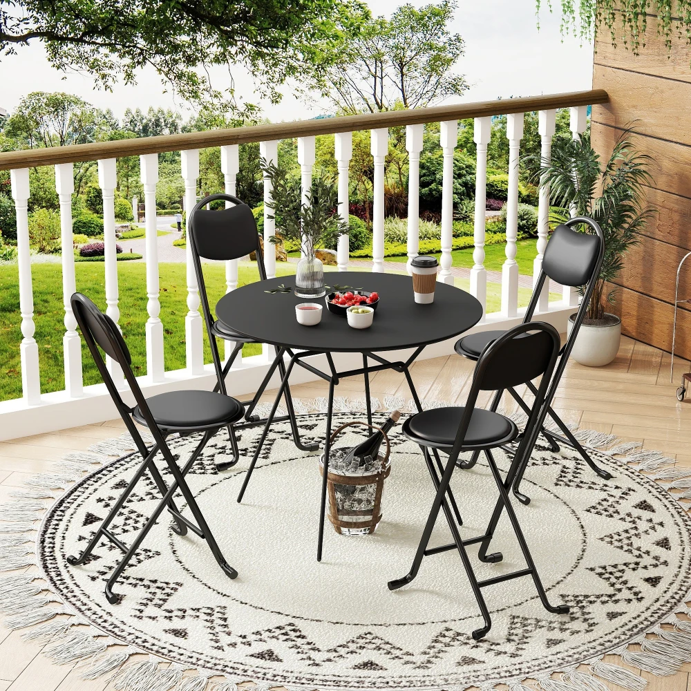 

4pcs Folding Stool with Back, Cushioned Padded Folding Stool, Portable Folding Chairs for Outdoor Indoor Kitchen Shop Cafe