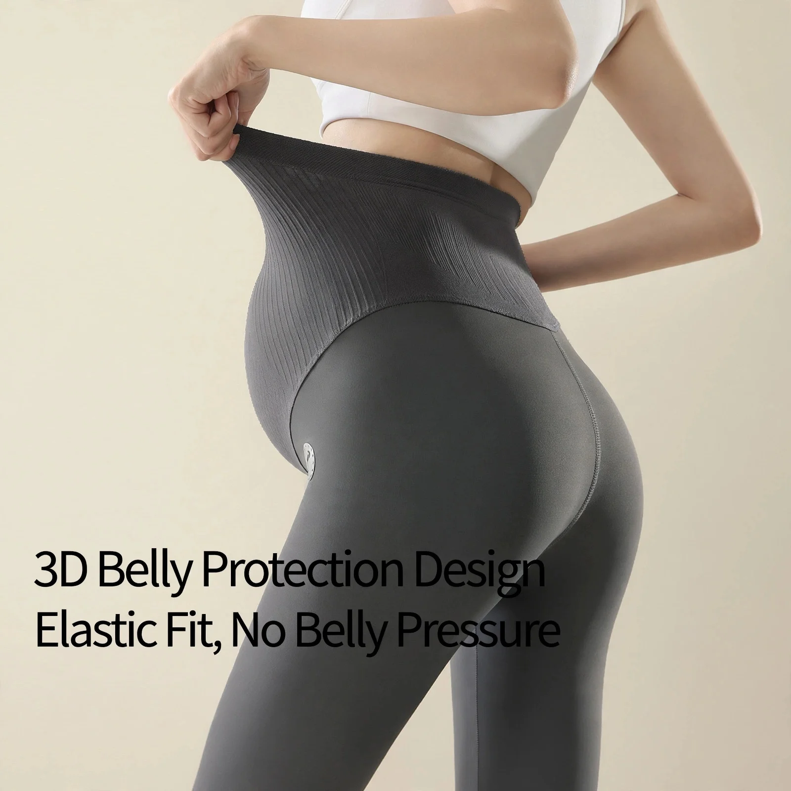 Maternity Leggings High Waist Yoga Pants Fleece Thickened Warm Stretch Pregnant Women Autumn Winter Daily Wear Home Travel