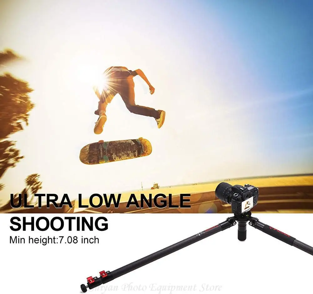 IFOOTAGE TC 7 Carbon Fiber Video Camera Tripod with Quick Fastbowl, Max Load 19.8 lbs, Compatible with Canon, Nikon, Sony D