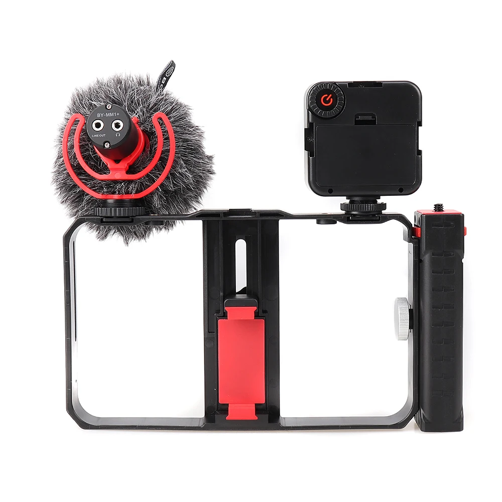 

FOTGA Smartphone Cage Video Rig Handles Universal Stabilizer Vlogging Live Broadcast Mobile Phone Cage Bracket Kit Videomaker