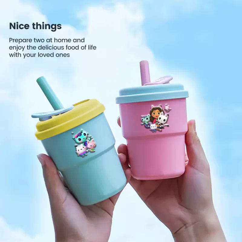 Gabby Puppenhaus-Kaffeetasse für Zuhause, tragbar, Kawaii, Anime, Silikon-Strohhalme, Kinder-Wasserbecher, hochwertige süße Kinder-Tasse, Geburtstagsgeschenk