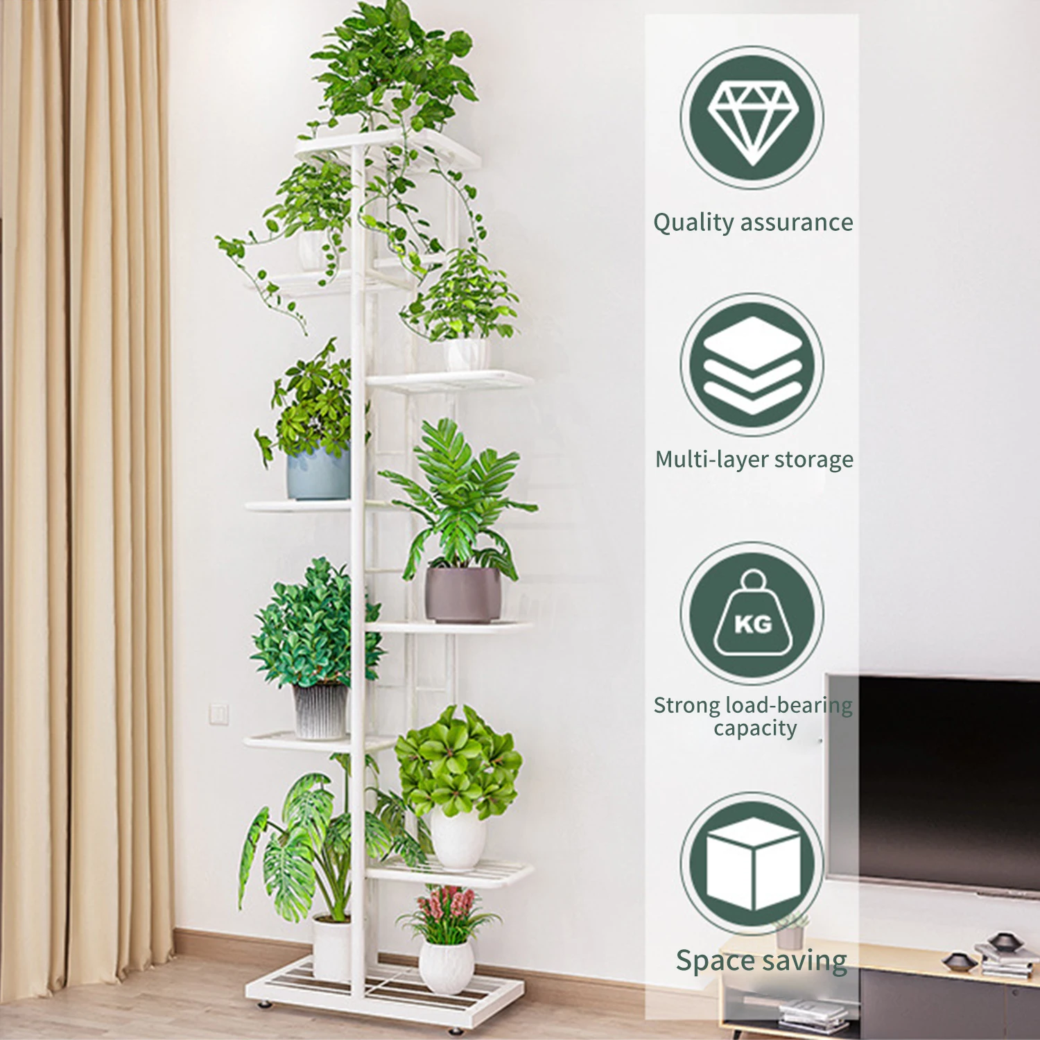 5 Floors 6 Potted Flower Stand Indoor Plant Shelf Metal Support Frame Garden Balcony Flower Pot Green Plant Home Decoration