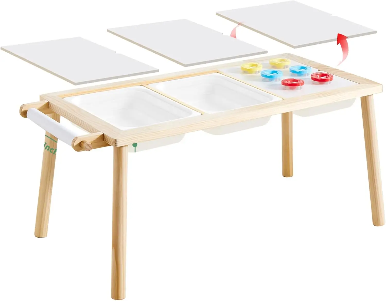 

8 in 1 Children's Table, Play Sand Indoor Sensory Table, Kids Art Table Drawing Table with Paper Roll & Paint Cups