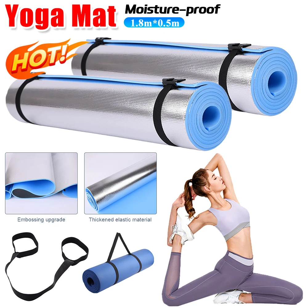 Waterproof Yoga Mat Moisture-proof Yoga Mat Thickened Aluminum Membrane Exercise Mat Portable Multifunction for Gym Workout