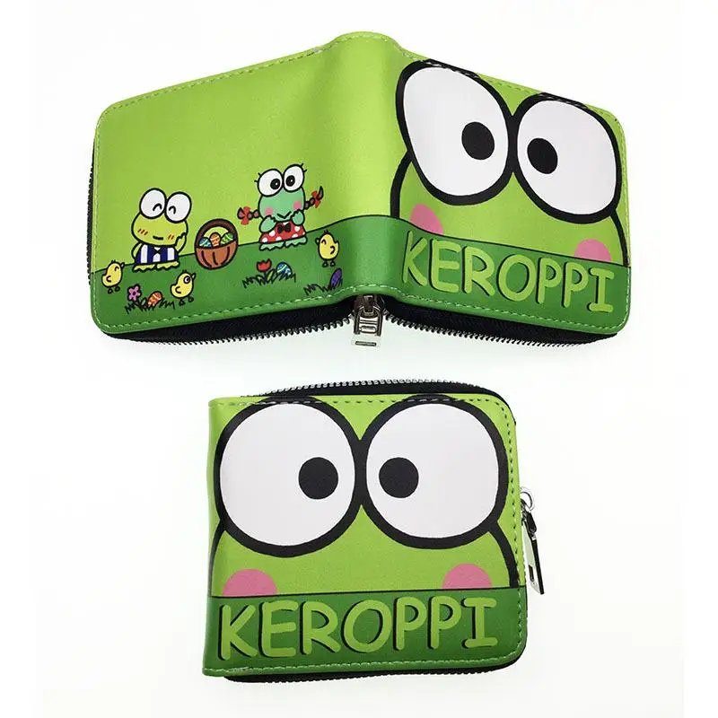 Portafoglio con cerniera Kawaii Sanrioed Keroppi Kuromi My Melody Cartoon Simpatico porta carte a metà piega Portamonete Studente Ragazza Regalo