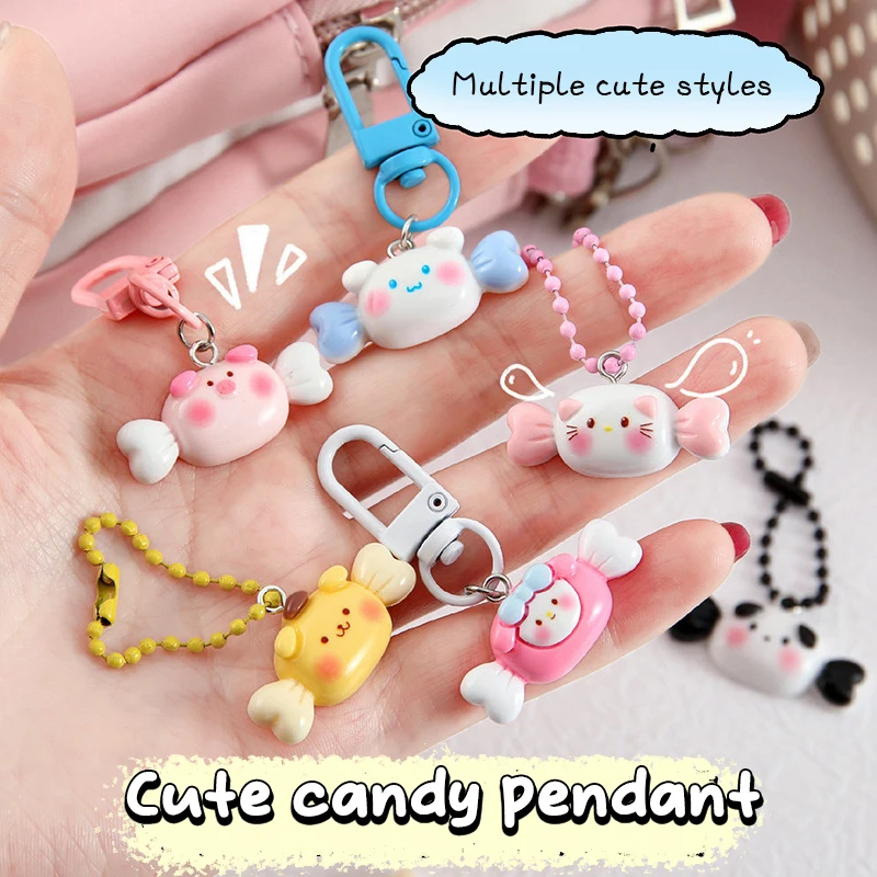 Sanrio Kuromi Melody Anime Cartoon Keychain, Kawaii Candy Keyring, Cartoon Cinnamonroll, Mochila Pingente, Acessórios de Decoração Presente