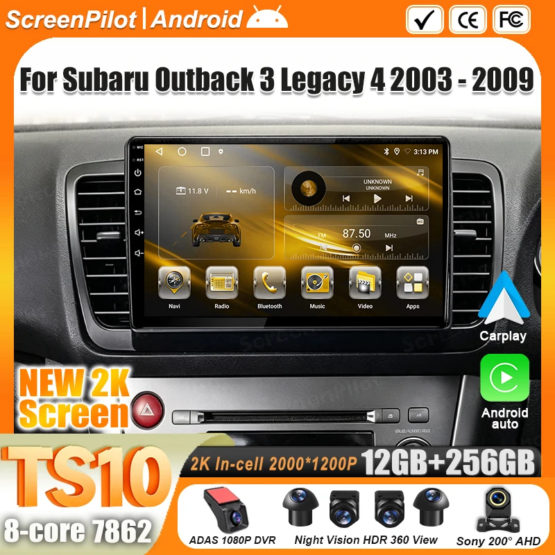 9 Inch Android 16 For Subaru Outback 3 Legacy 4 2003 - 2009 Car Radio Stereo Head Unit Multimedia Video Player 2K QLED 8 Core 5G