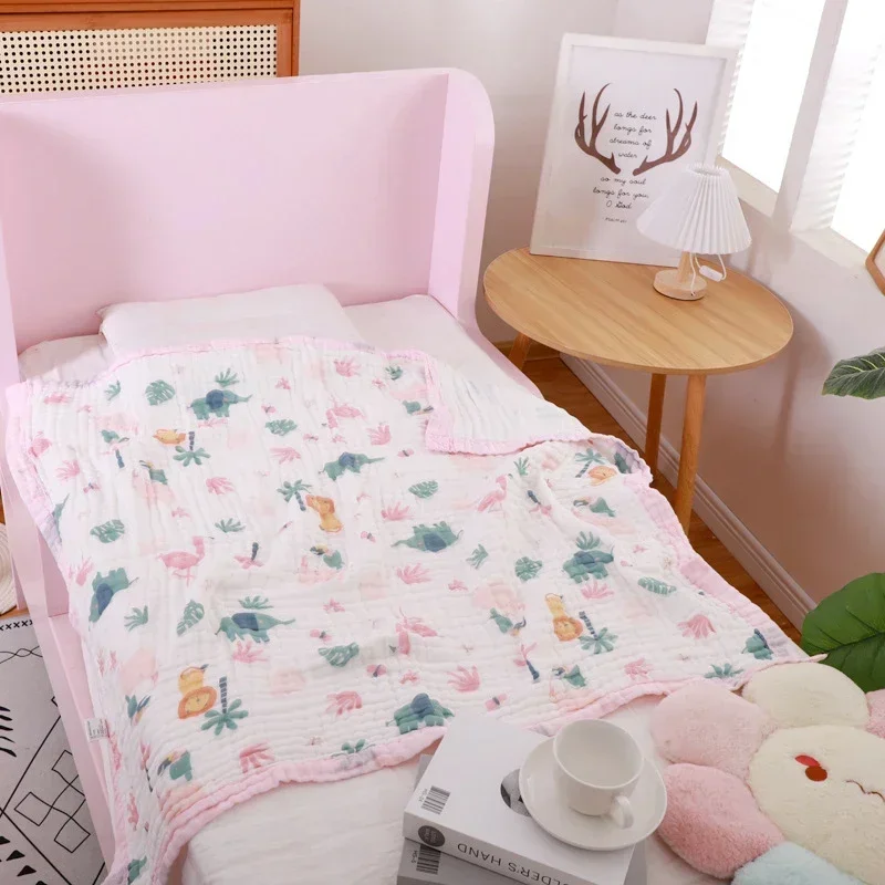 100% Cotton Newborn Baby Blanke Bath Towel Wrap Cotton Baby Muslin Swaddle Blanket Cute Soft Printed Baby Wrap Carpet